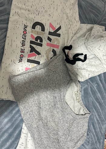 2 Adet- Gri ve Beyaz Renk Uzun Kollu Kadın Sweatshirt - Görsel 3