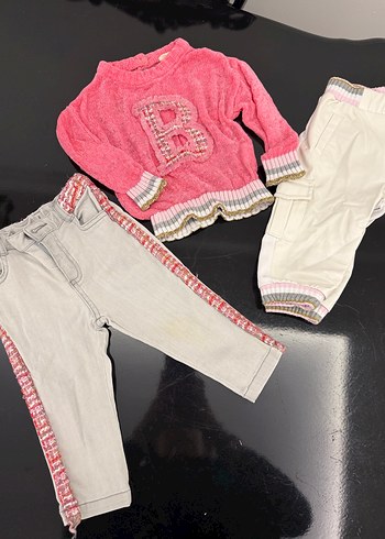 BG Store Bg Marka 3 Lu Takim Pembe B Detayli Bebek Kiz 9 12 Ay