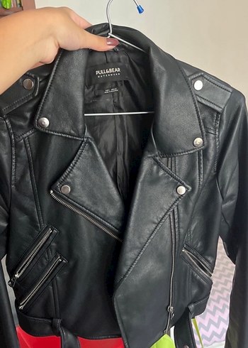 Kadın Siyah Deri Biker Ceket