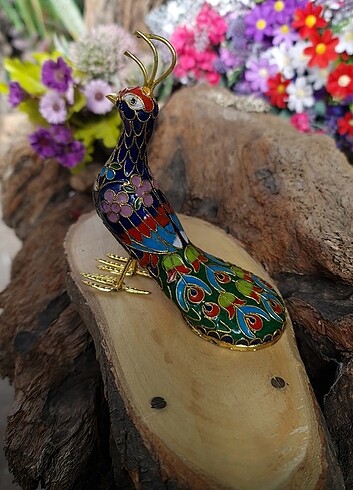 vintage nadir cloisonne tavus kuşu