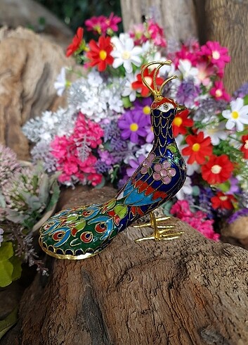 Diğer vintage nadir cloisonne tavus kuşu