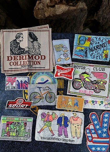  Beden çeşitli Renk antika dokuma etiket ve düğme lotu