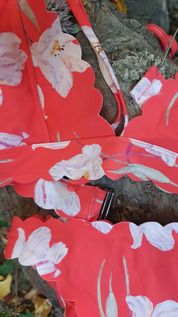 Dantel Detaylı Kırmızı Çiçekli Bikini H&M - Görsel 2