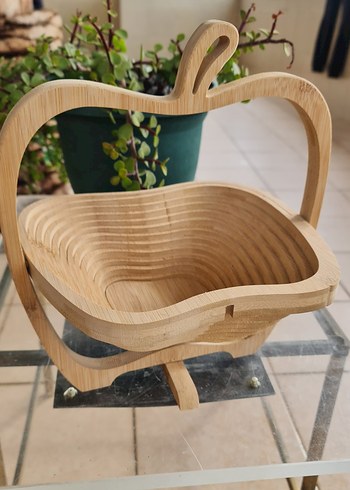 Elma Şeklinde bambu Bej Sepet - Görsel 2