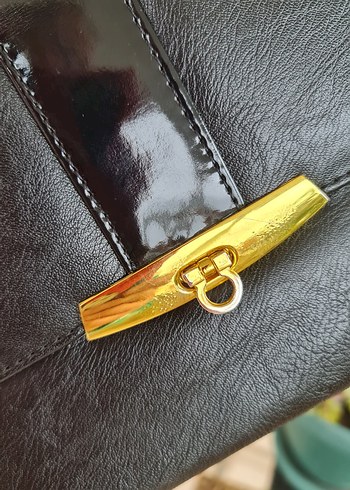 Klasik Siyah Deri Kadın Portföy Çanta - Görsel 7