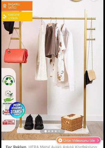 Beyaz ve gold ayakta askılık - Görsel 3