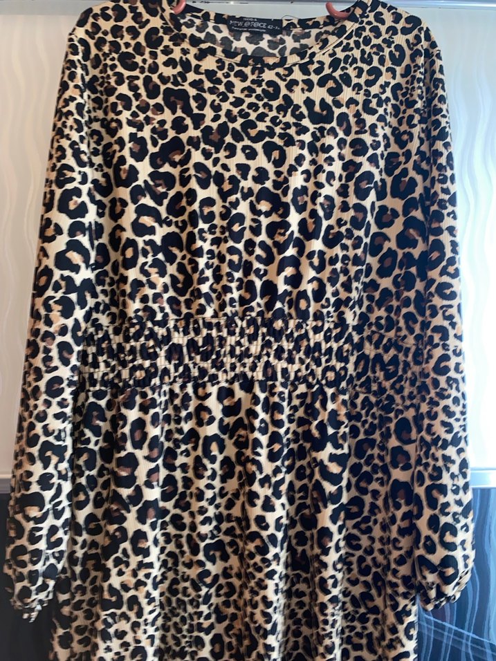 Leopar Desenli Uzun Kollu Bohem Elbise - Görsel 2