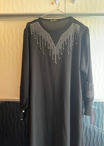 Boncuk İşlemeli Siyah Uzun Kadın Elbise - Görsel 2