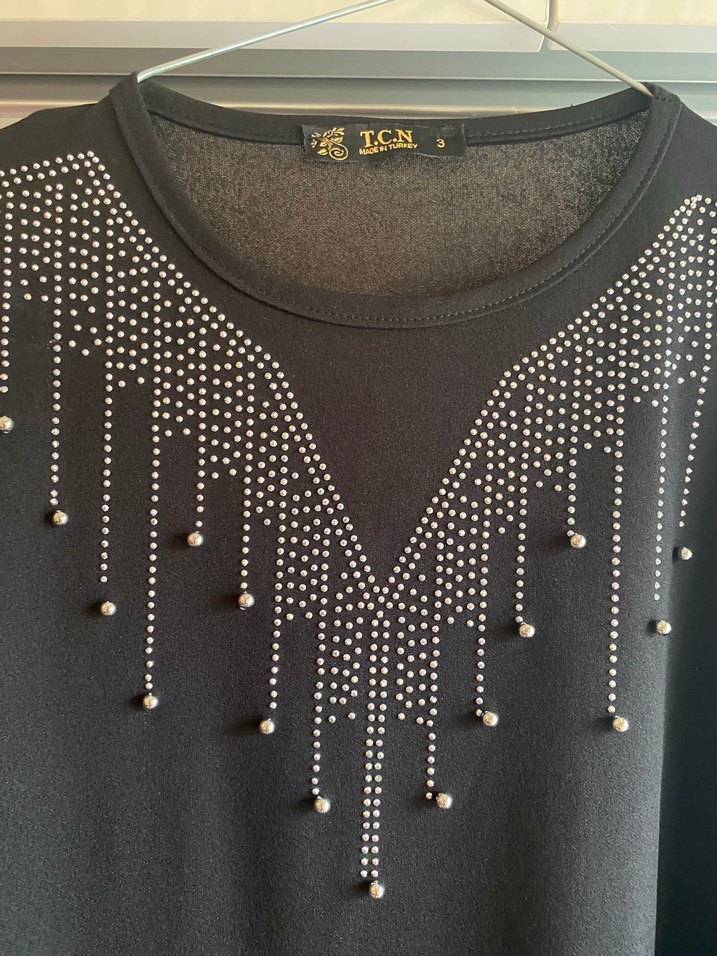 Boncuk İşlemeli Siyah Uzun Kadın Elbise - Görsel 5