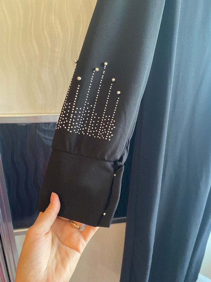 Boncuk İşlemeli Siyah Uzun Kadın Elbise - Görsel 4