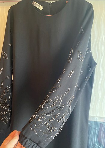 Siyah Drapeli Gotik Uzun Kollu Elbise - Görsel 3