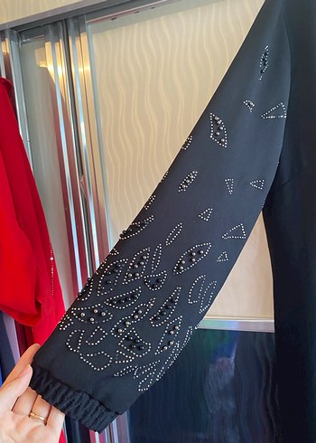 Siyah Drapeli Gotik Uzun Kollu Elbise - Görsel 2