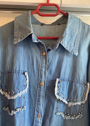 46 Beden mavi Renk Uzun Mavi Denim Kadın Ceket