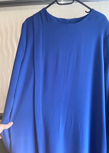 Mavi Uzun Kollu Piliseli Kadın Elbise - Görsel 3