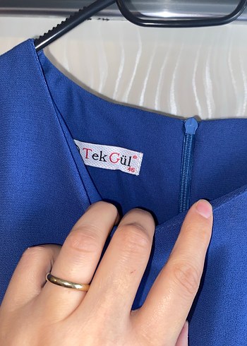 Mavi Uzun Kollu Piliseli Kadın Elbise - Görsel 4