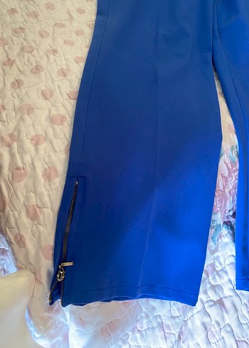 Kadın Mavi Midi Kumaş Pantolon - Görsel 2