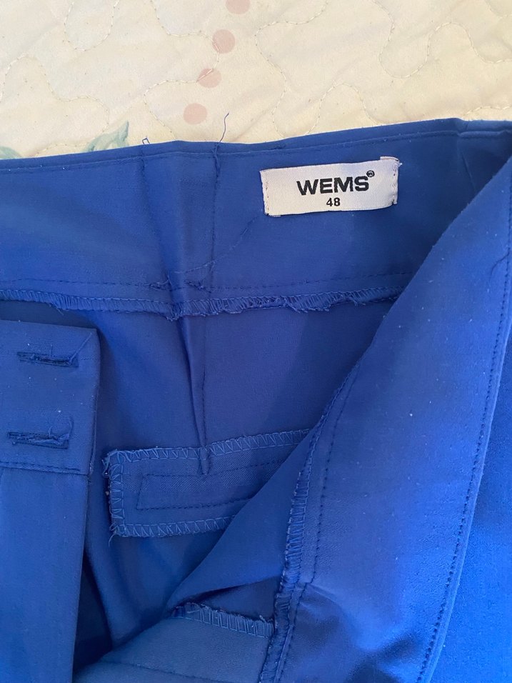 Kadın Mavi Midi Kumaş Pantolon - Görsel 3