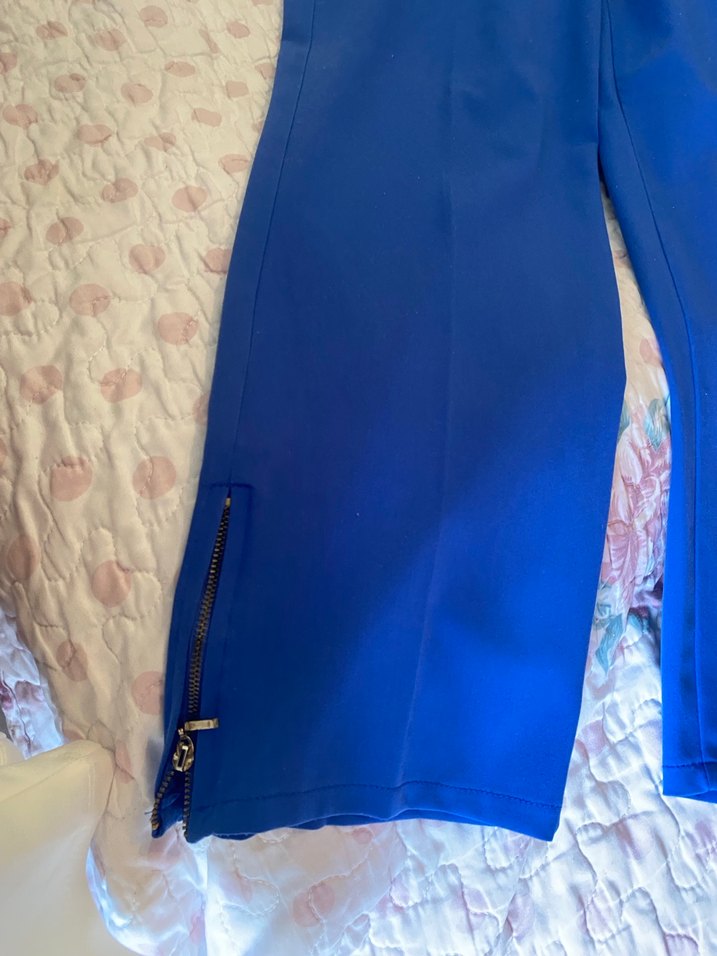 Kadın Mavi Midi Kumaş Pantolon - Görsel 2