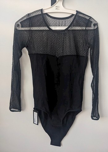 m Beden Siyah Transparan Kadın Bodysuit