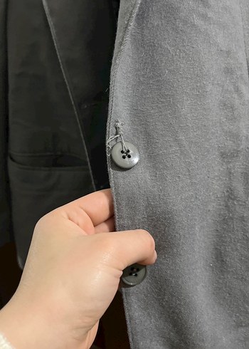 Gri Erkek Düğmeli Keten Ceket - Görsel 2