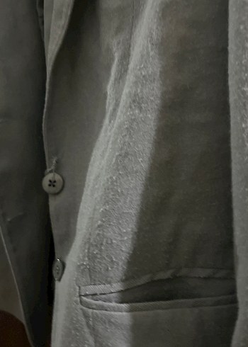 Gri Erkek Düğmeli Keten Ceket - Görsel 3