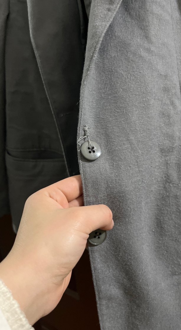 Gri Erkek Düğmeli Keten Ceket - Görsel 2