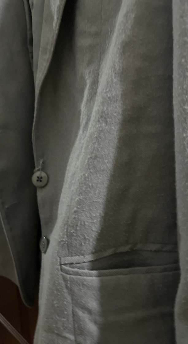 Gri Erkek Düğmeli Keten Ceket - Görsel 3