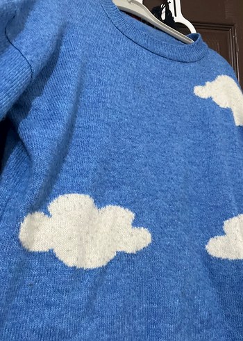 Mavi Bulut Desenli Kadın Triko Kazak - Görsel 2