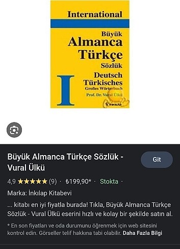 Almanca sözlük.