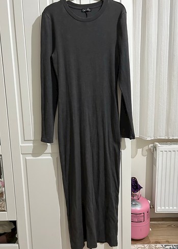 gri Uzun Kollu Kadın Elbise - Görsel 2