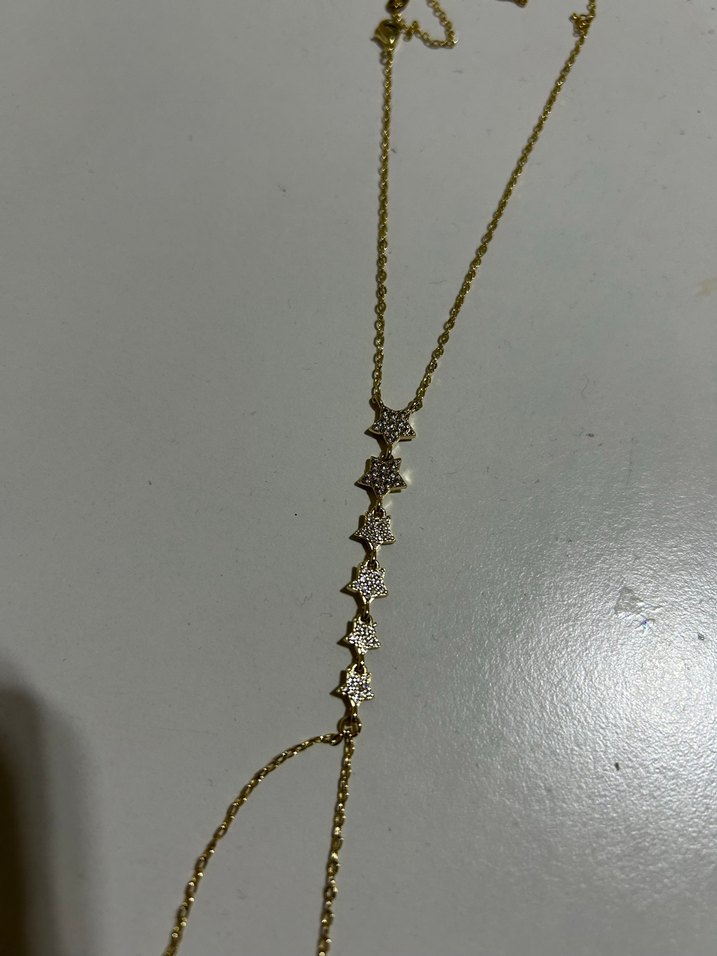 Yıldız Detaylı Altın Renkli Kadın El Zinciri - Görsel 2