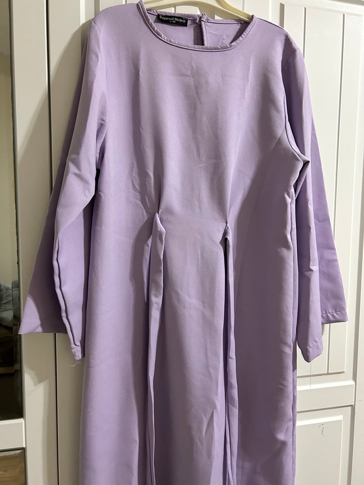 Kadın Mor Uzun Kollu Uzun Elbise - Görsel 5