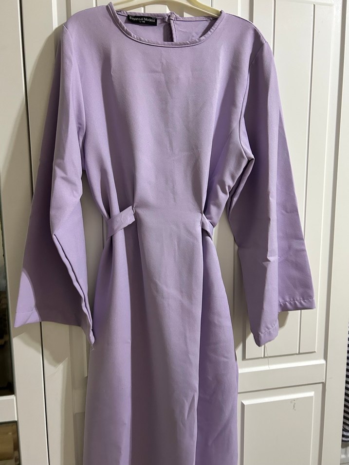 Kadın Mor Uzun Kollu Uzun Elbise - Görsel 2