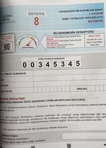 10 Adet 345  TYT Deneme Sınavı Kitabı - Görsel 7