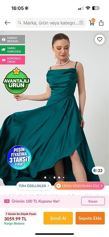 Zümrüt yeşili saten abiye
