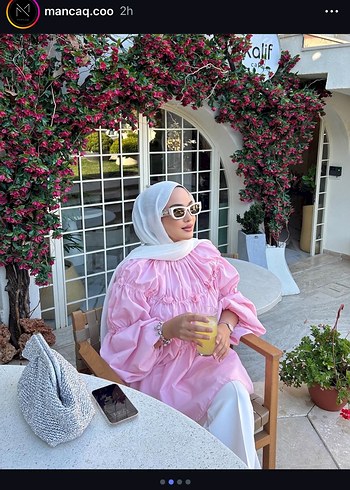 s Beden yeşil Renk Fırfırlı, Uzun Kollu, Midi Beyaz Tunik