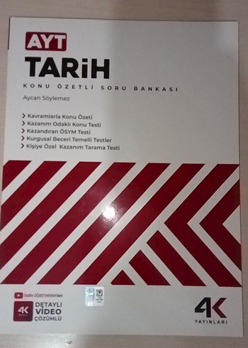AYT Tarih Konu Özetli Soru Bankası 4K Yayınları