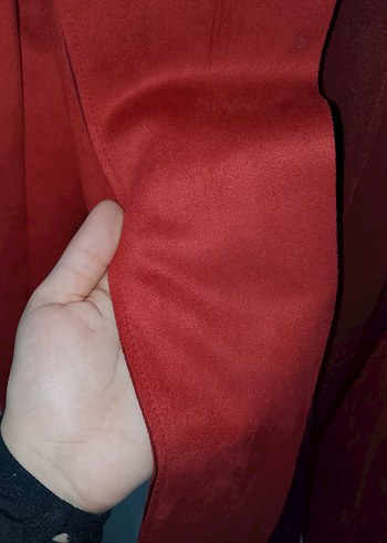 Bordo Süet Midi Kadın Ceket - Görsel 5