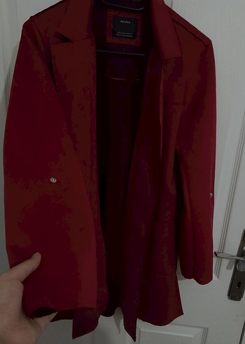 Bordo Süet Midi Kadın Ceket - Görsel 3