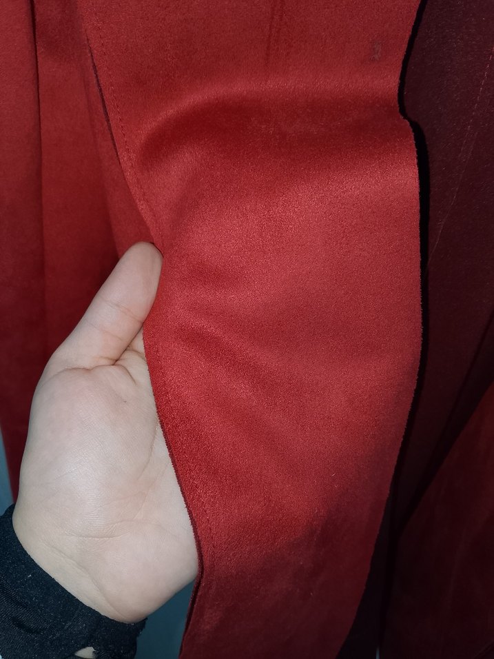 Bordo Süet Midi Kadın Ceket - Görsel 5