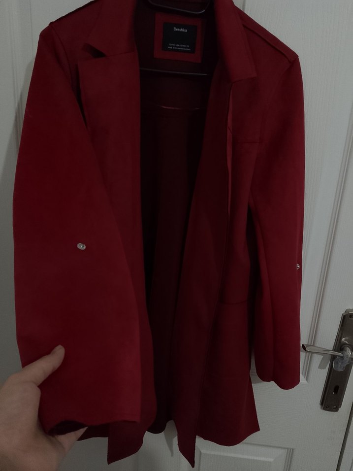 Bordo Süet Midi Kadın Ceket - Görsel 3