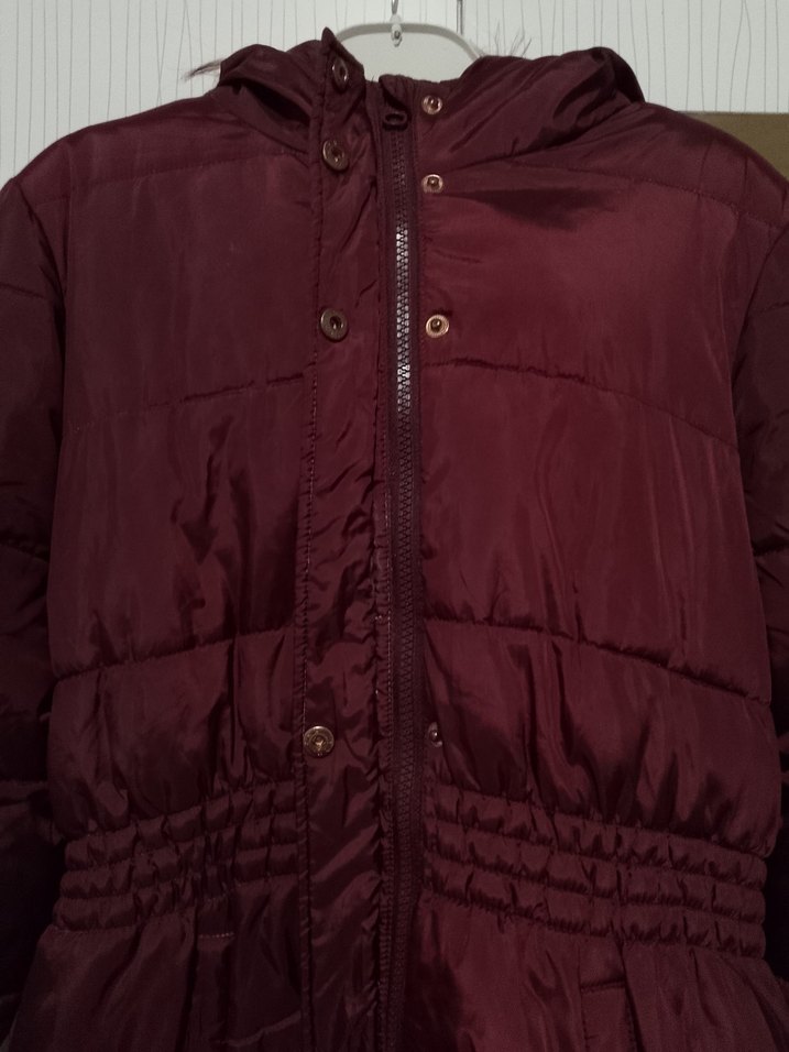 Bordo Kadın Uzun Kışlık Mont - Görsel 4