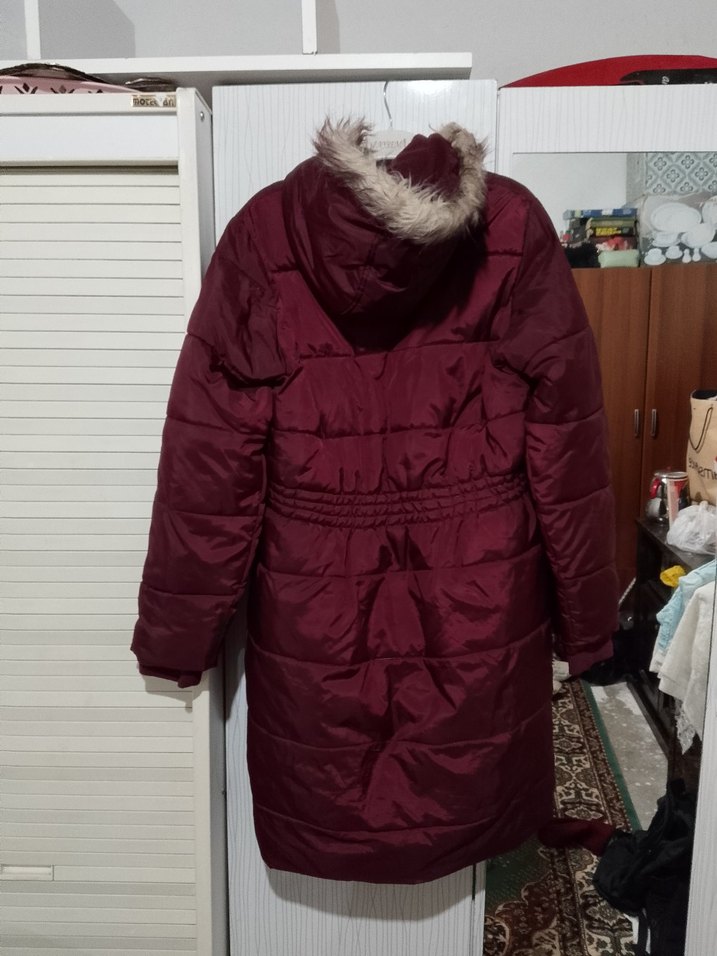 Bordo Kadın Uzun Kışlık Mont - Görsel 3