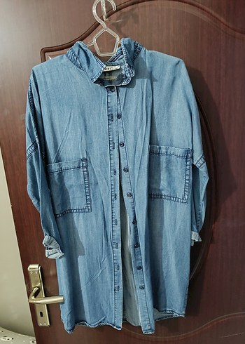 Düğmeli Mavi Kadın Denim Ceket