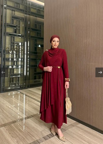 m Beden Bordo Uzun Kollu Sandy Kumaş Elbise