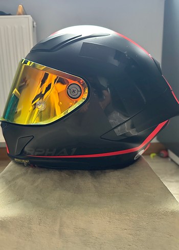 Kırmızı Baskılı Biker Motosiklet Kaskı - Görsel 4