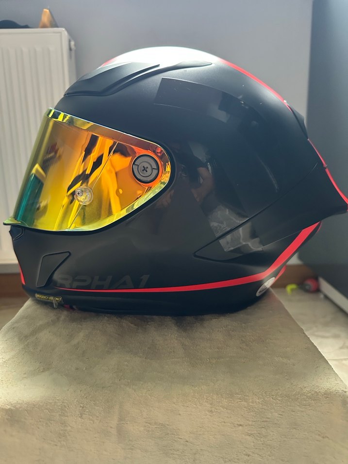 Kırmızı Baskılı Biker Motosiklet Kaskı - Görsel 4