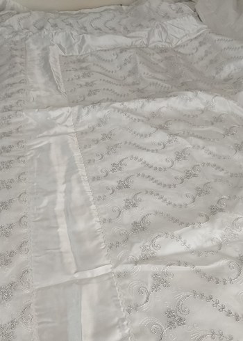 Baskılı Beyaz Gri Yatak Koruyucu - Görsel 4