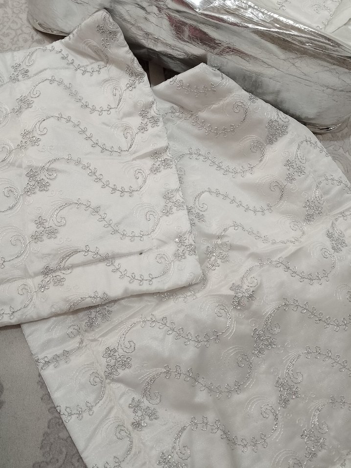 Baskılı Beyaz Gri Yatak Koruyucu - Görsel 2