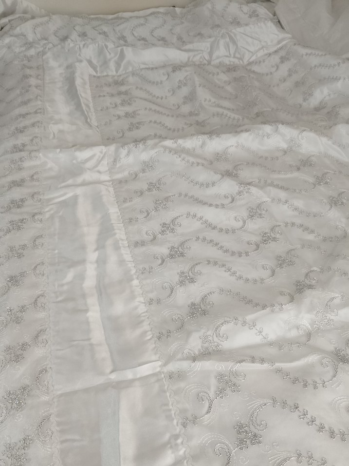 Baskılı Beyaz Gri Yatak Koruyucu - Görsel 4
